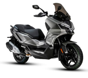 SYM ADX 300 perfil derecho delantero gris 2025