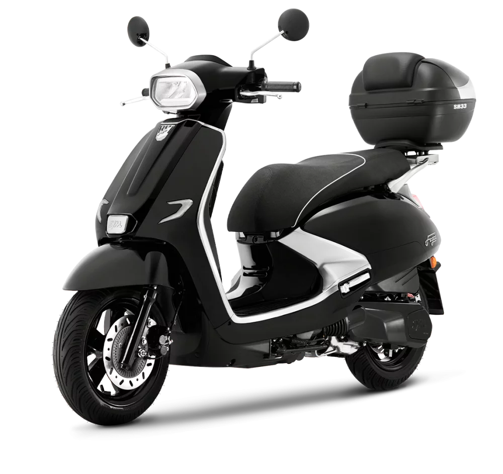 Sym Fugue 125 frontal lateral negro